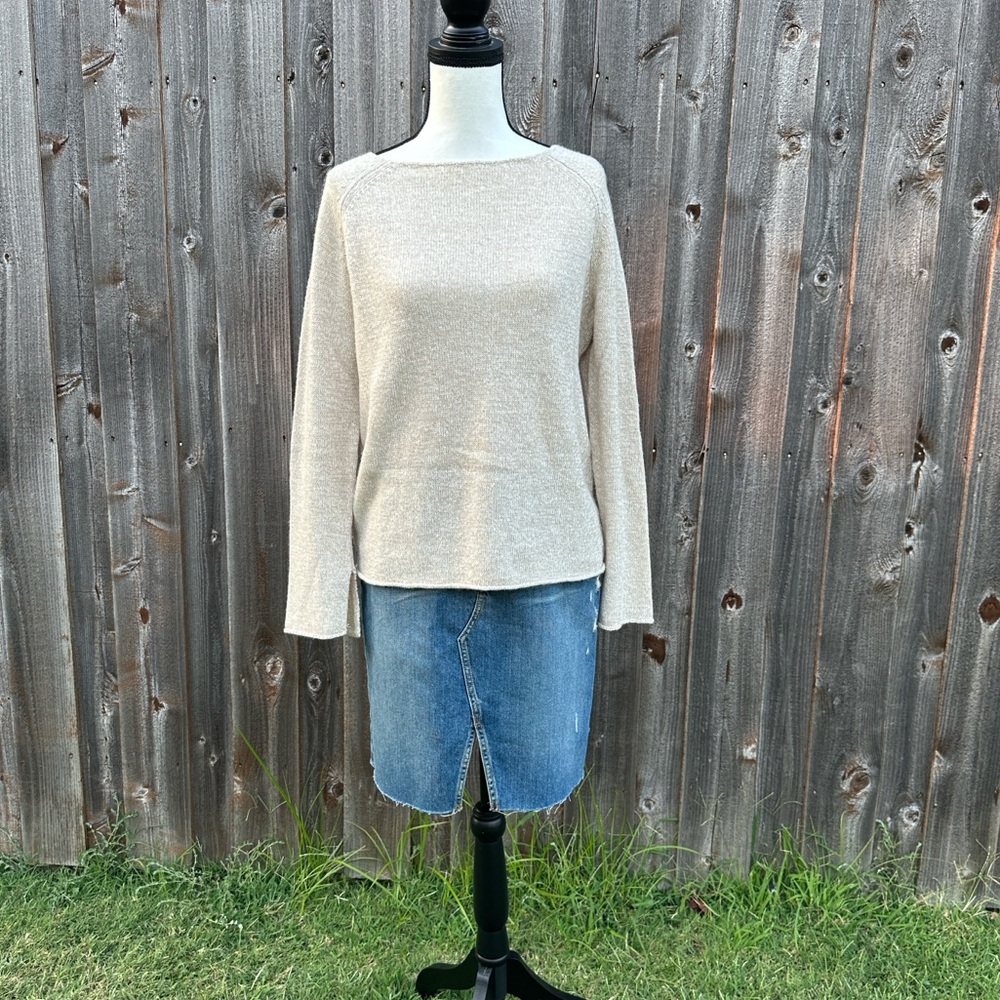 Theory Oatmeal Knit Sweater Linen & Cashmere Blend EUC